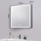600*720*139mm Silver Brushed Rectangular LED Mirror Shaving Cabinet(Single Door,Anti-Fogging)