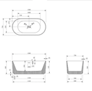 1500mm V-Groove Fluted Round Freestanding Bath Matte White