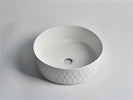 Claya Diamond 360mm Round Textured Matte white Above counter art basins