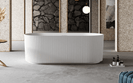 1700mm V-Groove Fluted Round Freestanding Bath Matte White