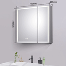 750*720*139mm Silver Brushed Rectangular LED Mirror Shaving Cabinet(Double Doors,Anti-Fogging)