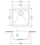 430 x 460 x 200mm Carysil Black Single Bowl Granite Kitchen/Laundry Sink