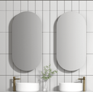 900x450mm Pill Shaped Shaving Cabinet Matte White