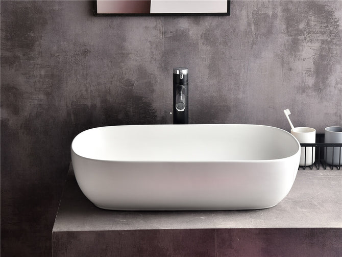 CLAYA Gloss White 610*400*150mm Oval Above Counter Basins