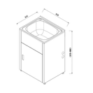 MBD 610(L) x 510(W) x 870(H)MM 45L Stainless Steel Laundry Tub Cabinet Freestanding Matt Black