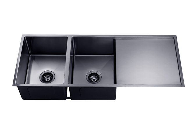 Handmade Double Bowls Kitchen Sink 1160x460x230mm Dark Grey