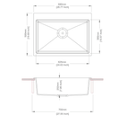 680 x 500 x 220mm Carysil Black Single Bowl Granite Stone Kitchen Sink