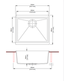 530 x 460 x 200mm Carysil Black Single Bowl Granite Kitchen/Laundry Sink