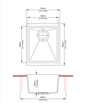 370 x 460 x 200mm Carysil White Single Bowl Granite Kitchen/Laundry Sink