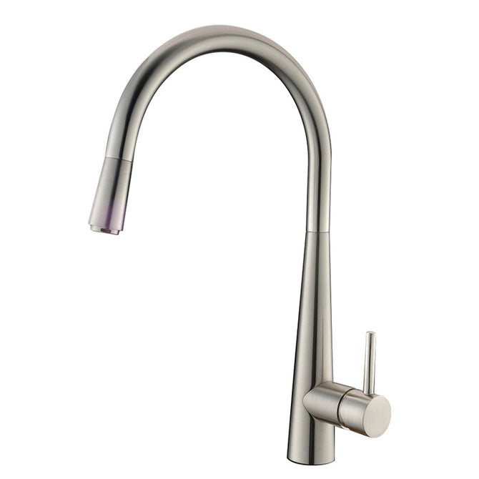 Aquaperla pull‑out kitchen mixer tap in brushed gold finish, solid brass