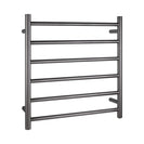 Round Brushed Gun Metal Grey Heated Towel Rack 6 Bars