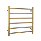 Round Brushed Brass Heated Towel Rack 6 Bars