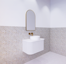 Bella 750mm Curve Matte White Fluted Groove Wall Hung Vanity