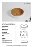 CLAYA Terra 370mm round Matte Brown and Matte White Basin