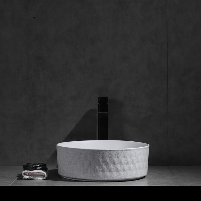 Claya Diamond Round Textured Matte colour Above counter art basins 360*360*125mm