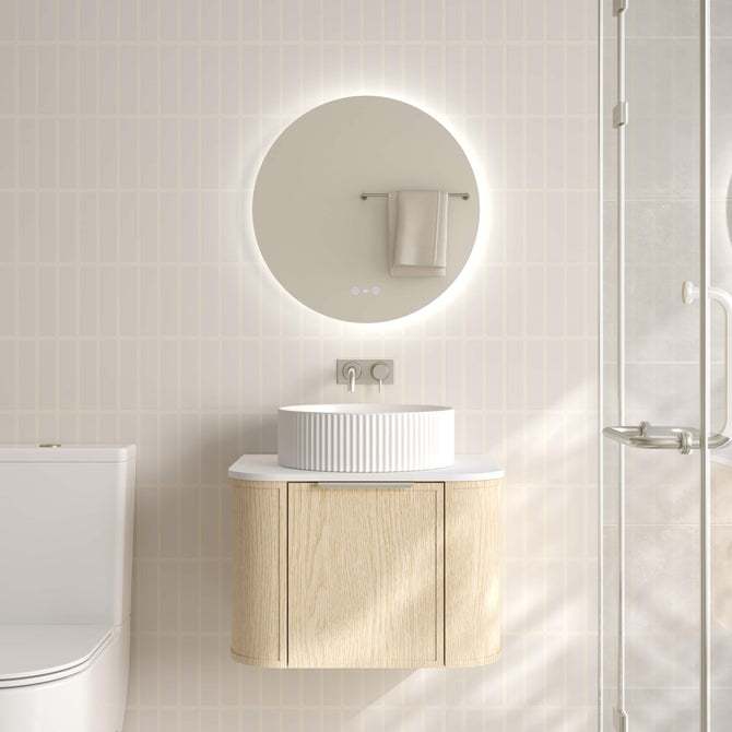 Elva 600mm wall hung cabinet natural oak front view