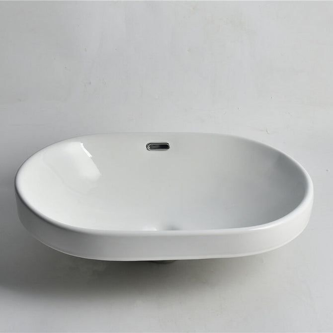 Elaine Gloss white Oval Semi-Recessed basins 605*405*180mm