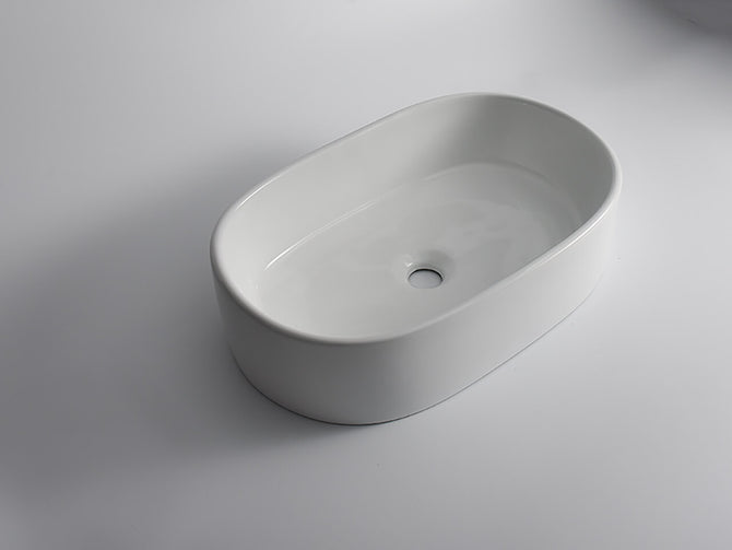 Elaine Pill Shaped Gloss white Above Counter Basins 560*350*140mm