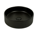 Round 400mm Fluted Matte Black Round Counter Top Basin