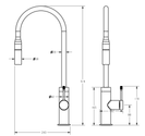 Round Brushed Brass Pull Out Kitchen Mixer