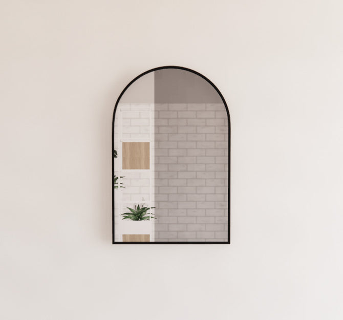 Black Framed Arch Mirror 900×600mm Wall-Mounted | My Bathroom Depot

