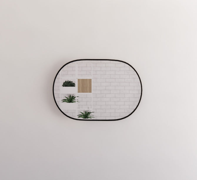 Black Framed Oval 900x600mm Mirror Wall Mounted
