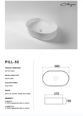 Pill-50 Above-Counter Basin – Gloss White, 500×370×135 mm