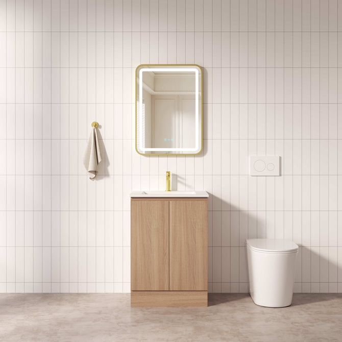 Rita 600mm freestanding bathroom vanity cabinet elegant oak timber grain finish
