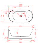 Roma fluted freestanding bathtub 1500/1700mm