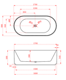 Roma fluted freestanding bathtub 1500/1700mm