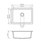 610 x 457 x 205mm Carysil Concrete Grey Single Big Bowl Granite Kitchen/Laundry Sink