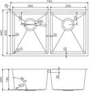 740x440x200mm 1.2mm Handmade Double Bowls Kitchen/Laundry Sink
