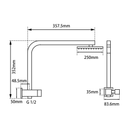 MBD Square Matte Black Shower Station Half Rail
