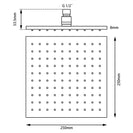 Aquaperla Square Brass Shower Head 250mm（Multi Color)