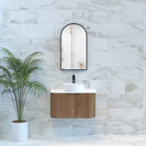 Bella 750mm Curved Solid Timber  Fluted Groove Wall Hung Vanity