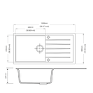 1000 x 500 x 220mm Carysil Black Single Bowl With Drainer Board Granite Kitchen Sink