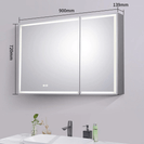 900*720*139mm Silver Brushed Rectangular LED Mirror Shaving Cabinet(Double Doors,Anti-Fogging)