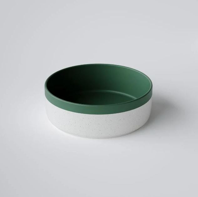 Matte green bathroom basin on vanity top