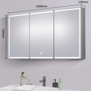 1500*720*139mm Silver Brushed Rectangular LED Mirror Shaving Cabinet(Three Doors,Anti-Fogging)