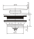 40mm Brushed Gun Metal Grey Solid Brass Bathtub Mushroom Pop Up Waste Drain NO Overflow